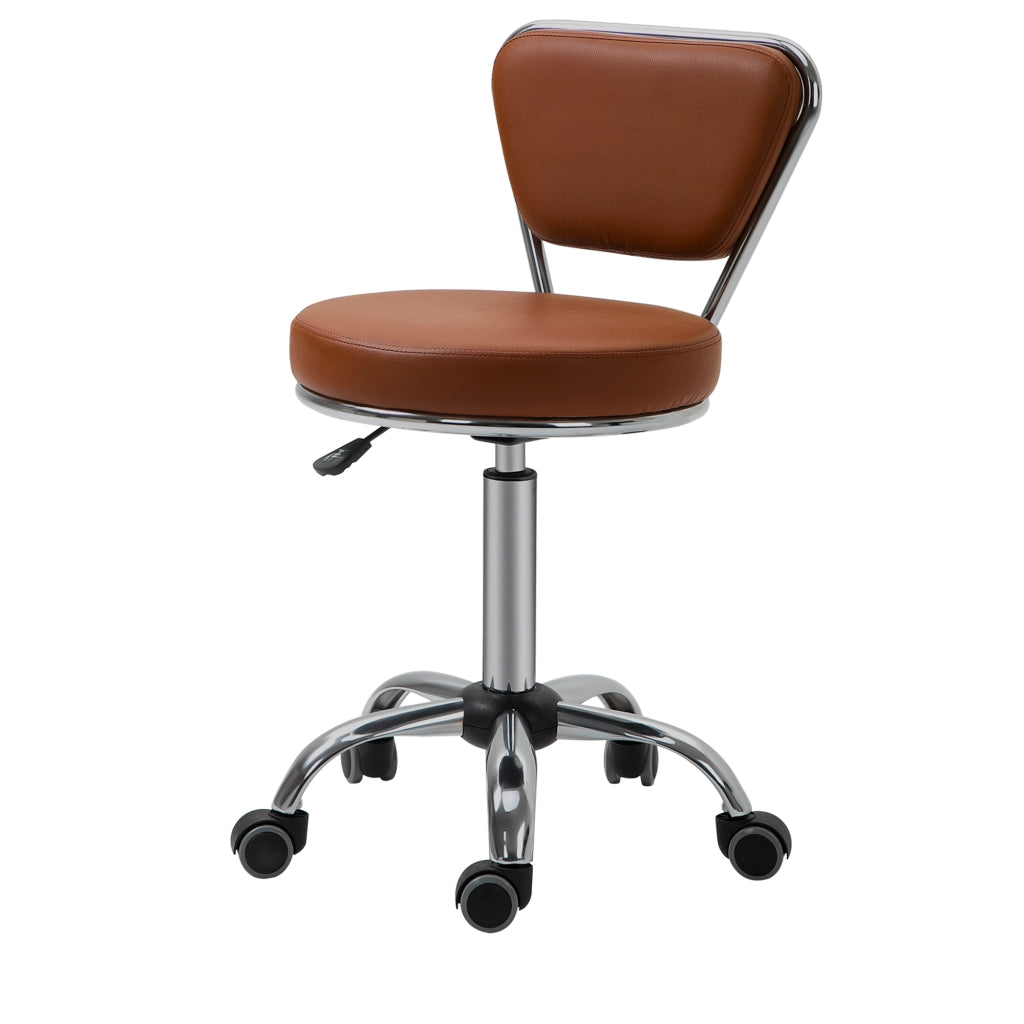 Sgabello da Massaggio Vintage ¨C Minimal ¨C Marrone, Metallo Cromato, 49-64 cm