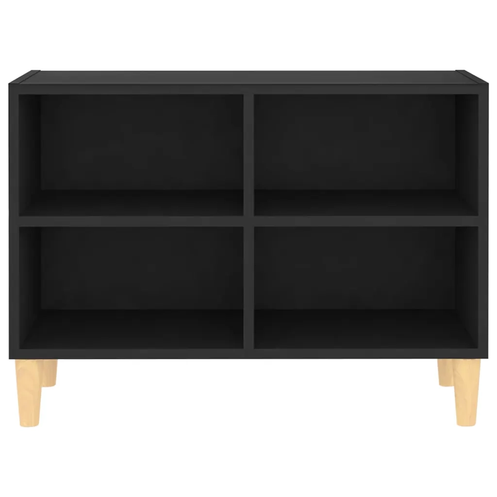 Mobile TV con Gambe in Legno Massello Nero 69,5x30x50 cm 805924