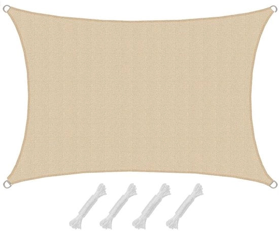 Ombrellone rettangolare - 90% protezione UV - 1 pezzo - beige - HDPE - 1 x 2 m