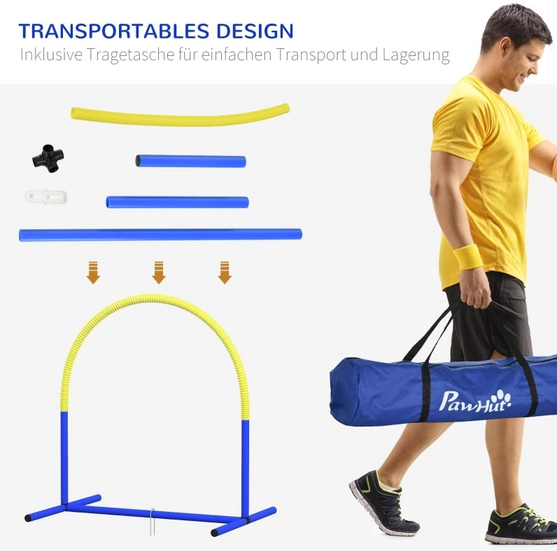 Set agility per cani con 4 archi e borsa, blu