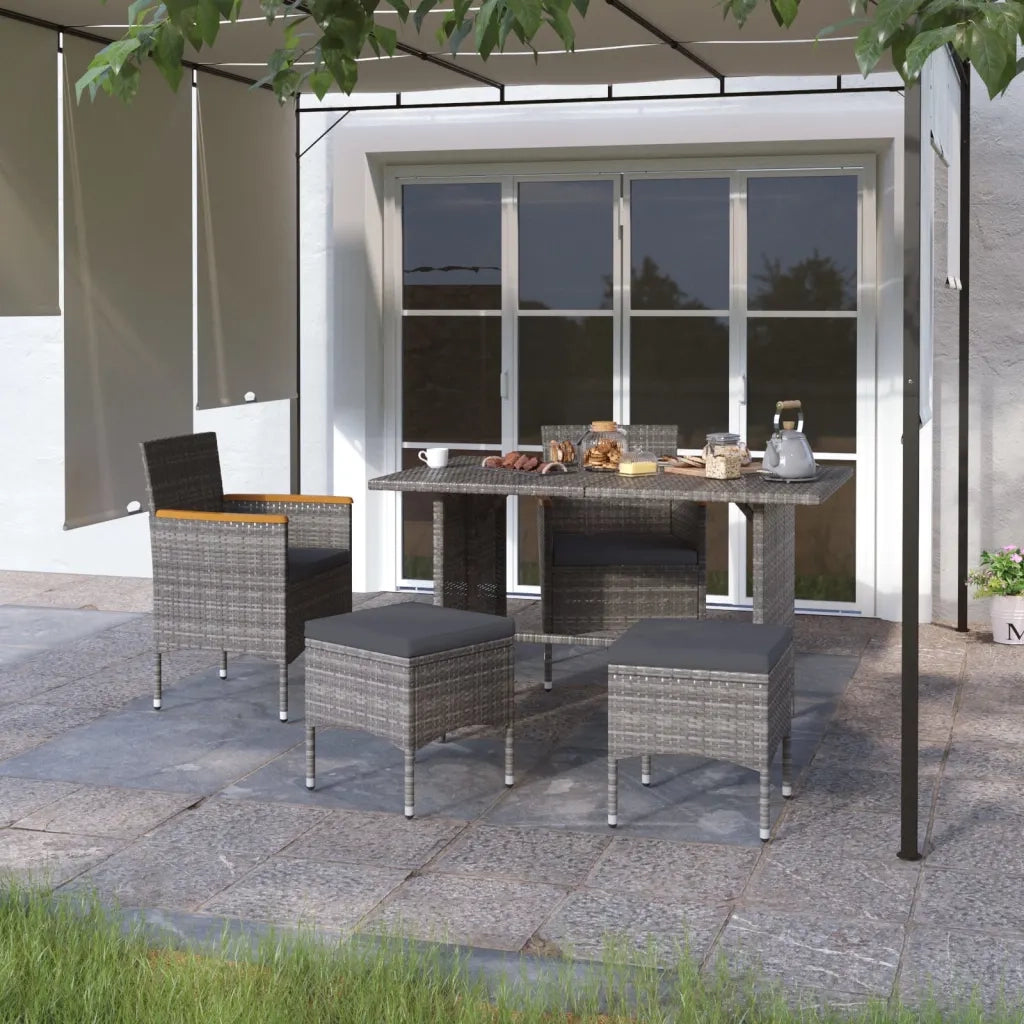 Set Sedie da Giardino con Poggiapiedi 4 pz | Sedie da Esterno in Polyrattan Grigio