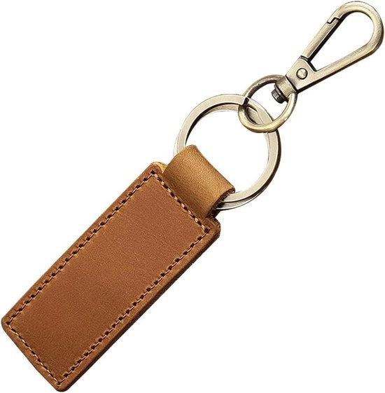 Accessorio per chiavi del veicolo in pelle reale con D-gancio - Universale - Accessori metallici - Uomo e donna