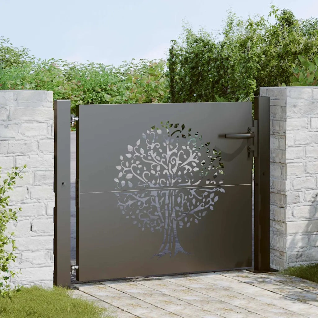 Cancello da giardino con blocco Nero 110 x 105 cm