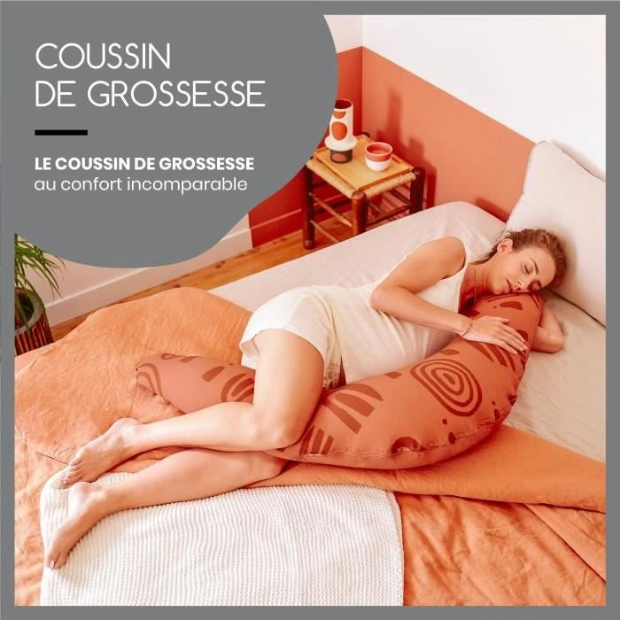 Babymoov B.Love Cuscino di maternità e allattamento al seno con riempimento in microbead ultra sottile - Made in Europa, terracotta