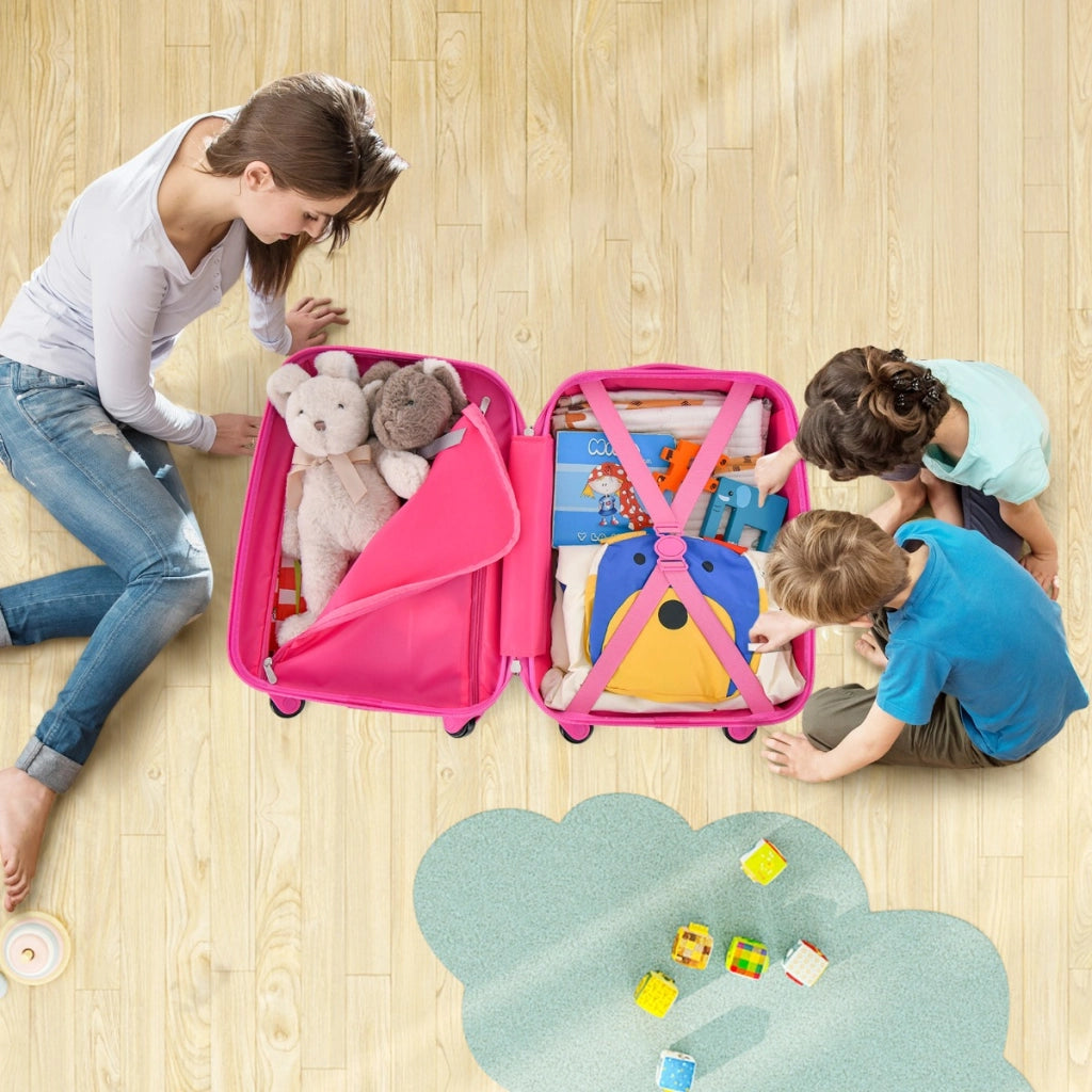 Set di bagagli a mano con ruote per ragazzi e ragazze, Set di valigie rotanti portatili e leggeri da viaggio Roseo-Bagagli e borse