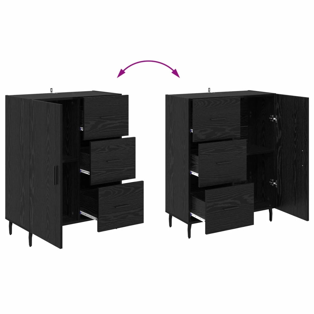 Credenza | Madia | Buffet da pranzo | Armadio da pranzo con cassetto Rovere Nero 69,5 x 34 x 90 cm