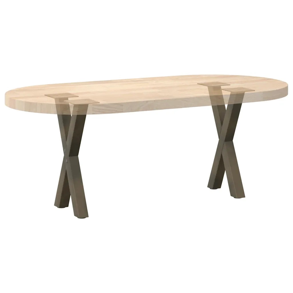 Gambe per Tavolino da Caffè a Forma di X 2 pz Acciaio Naturale 38x(42-43) cm Acciaio
