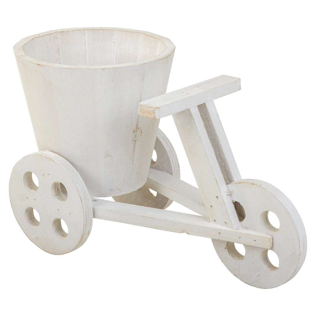 Portavaso bici in legno bianco 24x14x19,5h