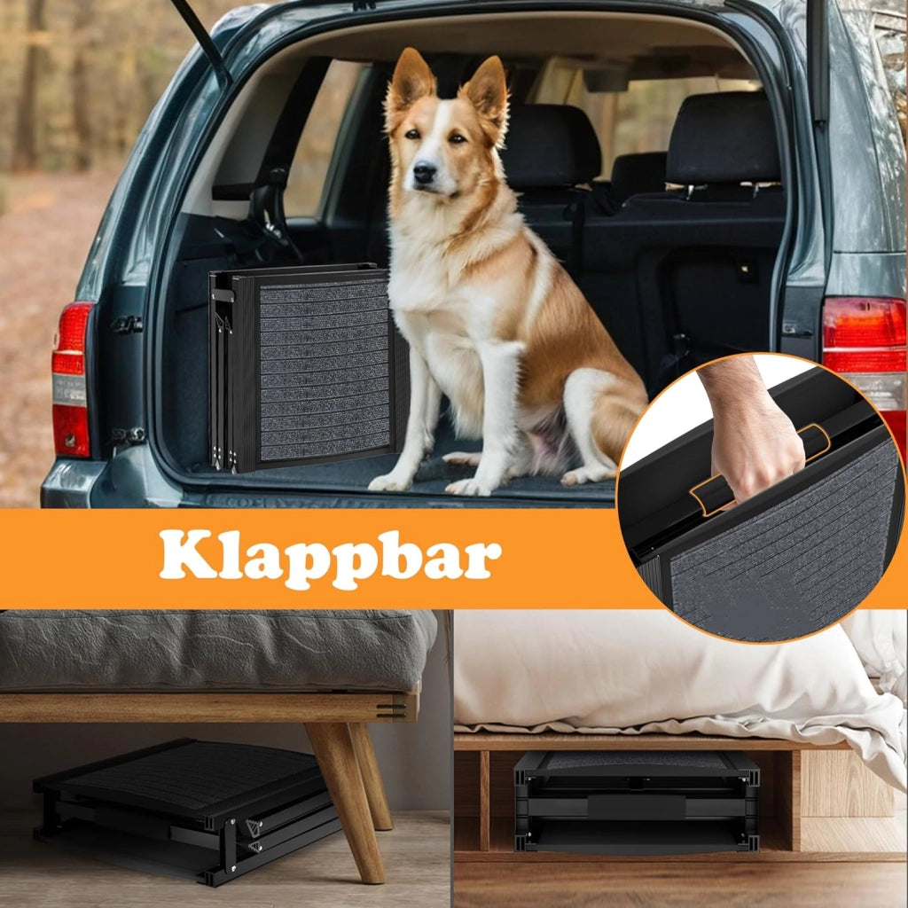 Rampa per cani pieghevole per auto, con superficie del tappeto, rampa per animali domestici, rampa per cani, antiscivolo, fino a 110 kg, rampa per cani per auto, camion, SUV