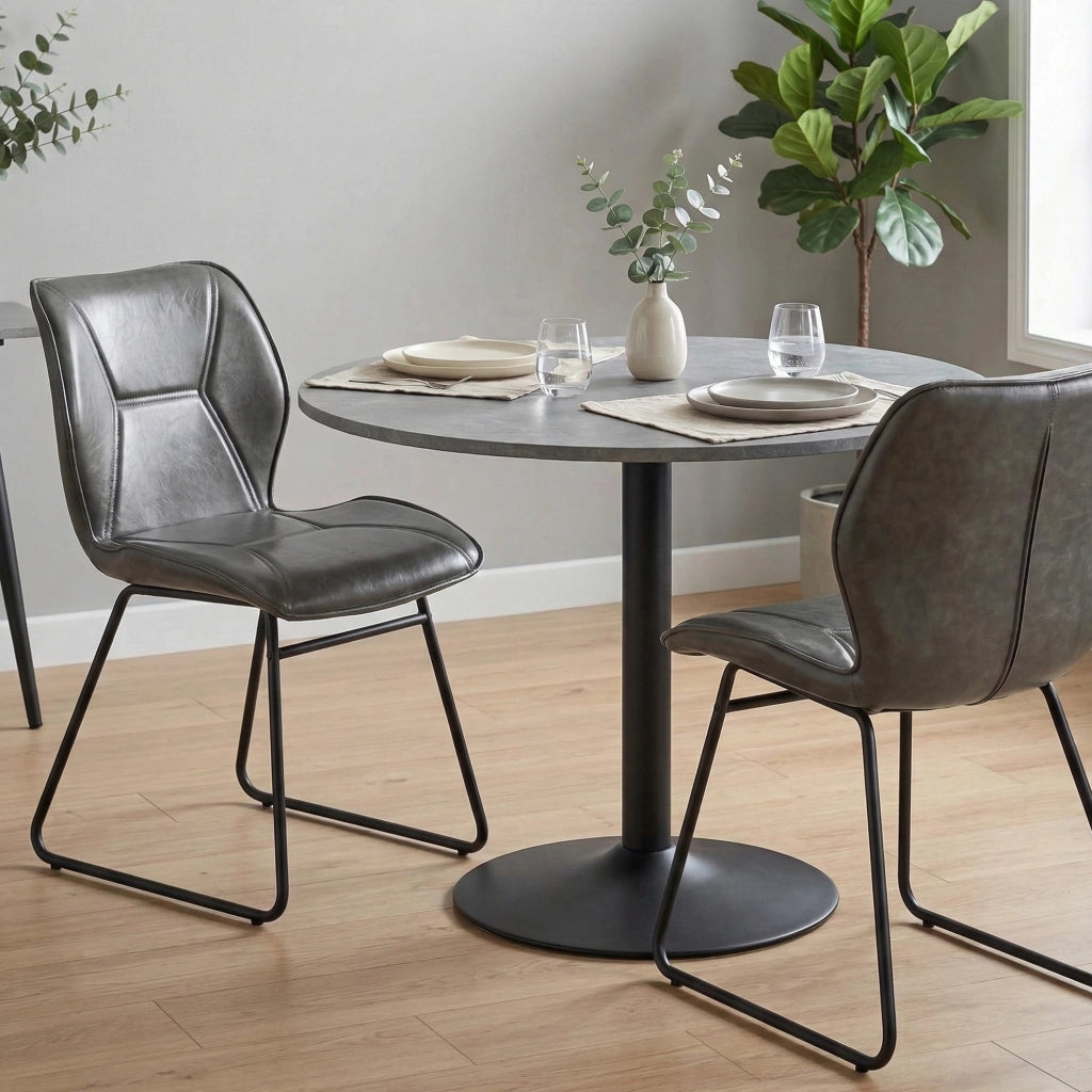 SEDIA da pranzo Set da 2 pezzi in similpelle Grigio con struttura in metallo
