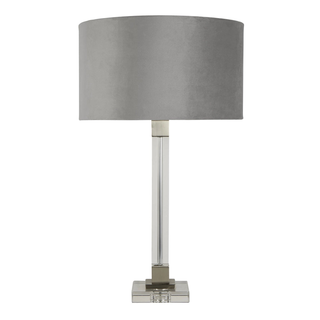 Lampada da tavolo Scarborough - Cristallo, nichel satinato e velluto grigio
