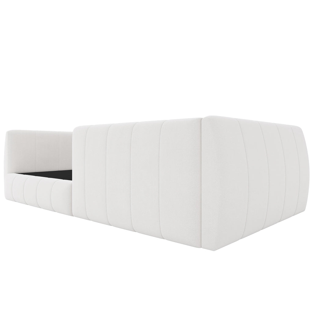DESMIU Letto bambino 90 × 200 cm con sponda di sicurezza, in MDF e velluto, senza materasso, beige