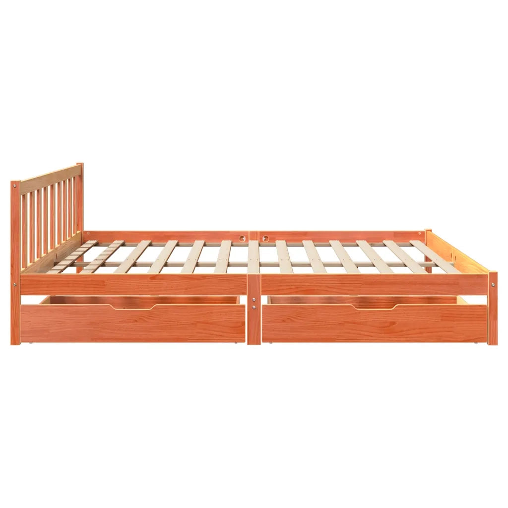 Letto senza Materasso Marrone Cera 180x200 cm in Legno di Pino