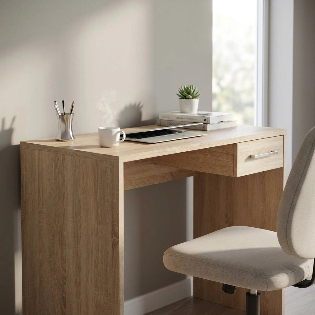 Scrivania Moderna con cassetto in Legno Composito cm 90x74x45 - KELVIN