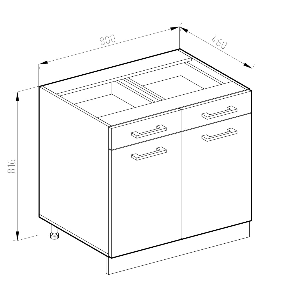 Mobiletto base per cucina R-Line Bianco lucido/Bianco 80 cm Senza piano di lavoro Vicco