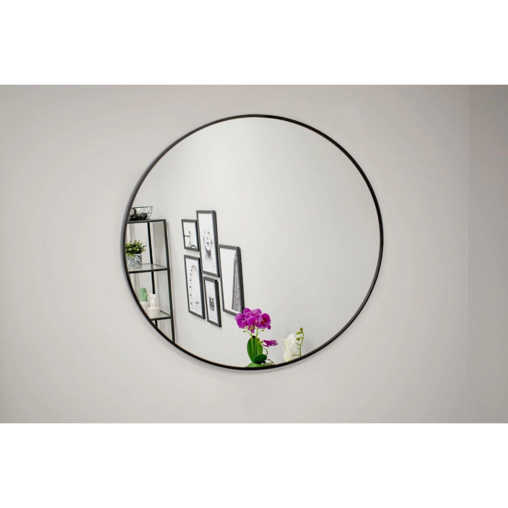 Specchio circolare moderno con cornice in metallo nero 50 cm