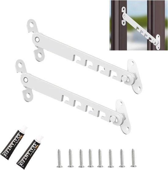 Set di 2 fermagli per finestre - chiusura metallica - 18 cm - bianco
