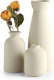 Set di 3 vasi in ceramica neri per decorazione rustica moderna in stile rurale con idee di pampas - Beige