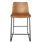 Sedia da bancone MANCO - PU cognac - Piedi in metallo - Altezza 93 cm - Stile vintage