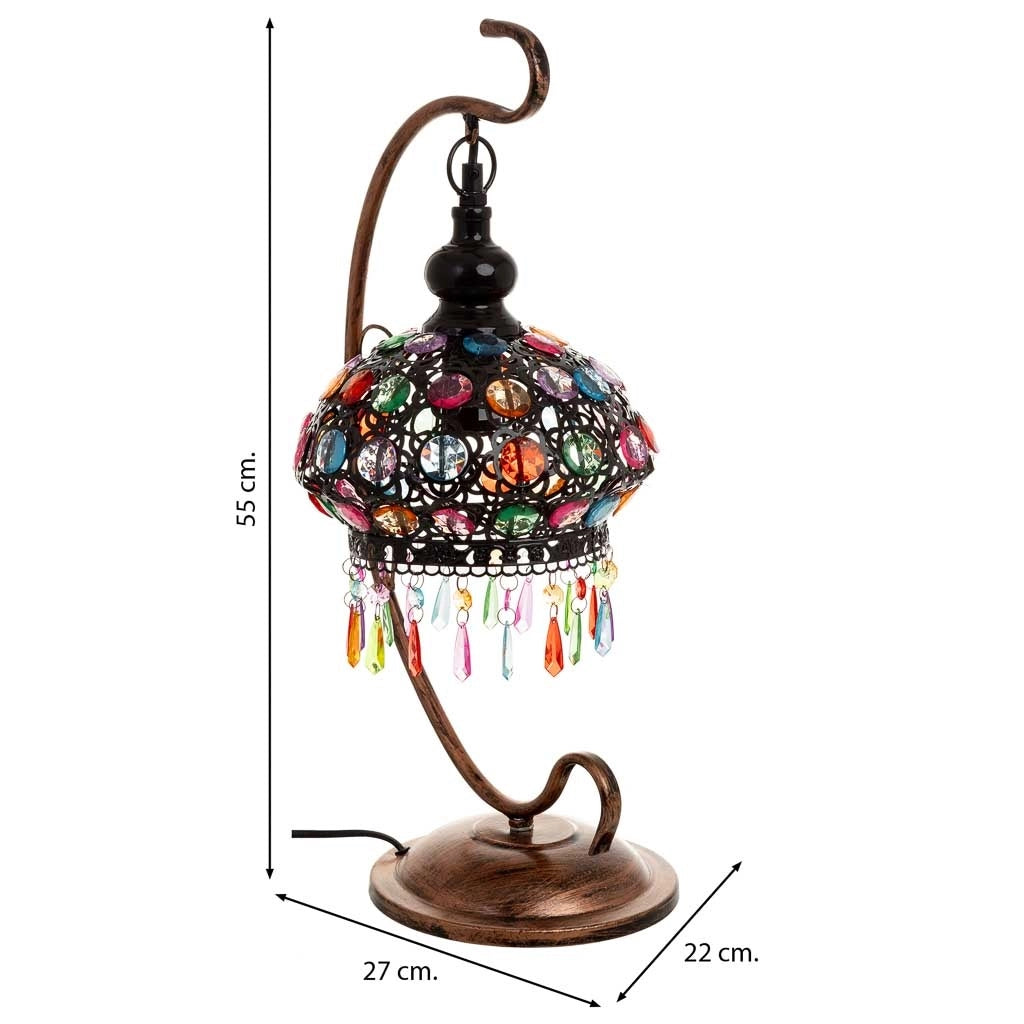 Lampada in metallo con perline in cristallo acrilico 27x22x55h cm
