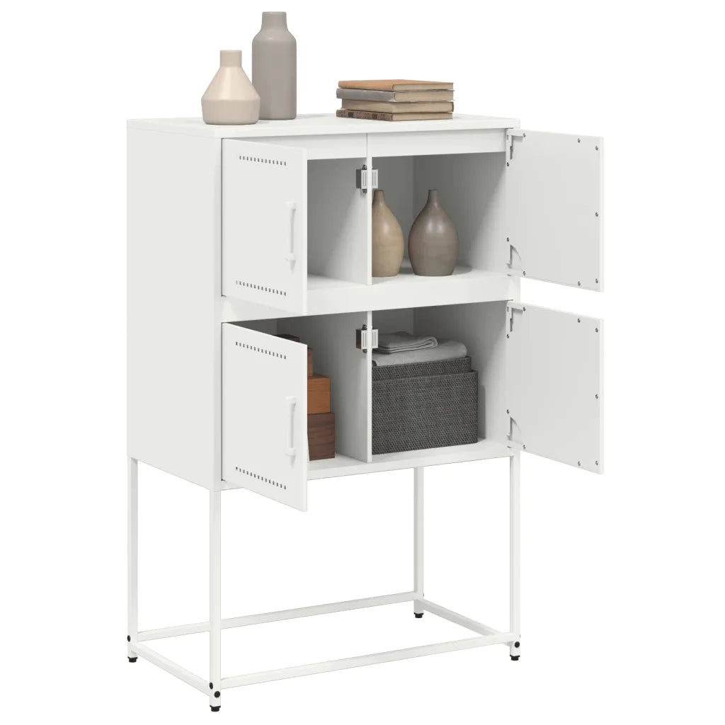 Credenza-Buffet-Armadio da cucina Bianca 68,5x38,5x107 cm in Acciaio 312195