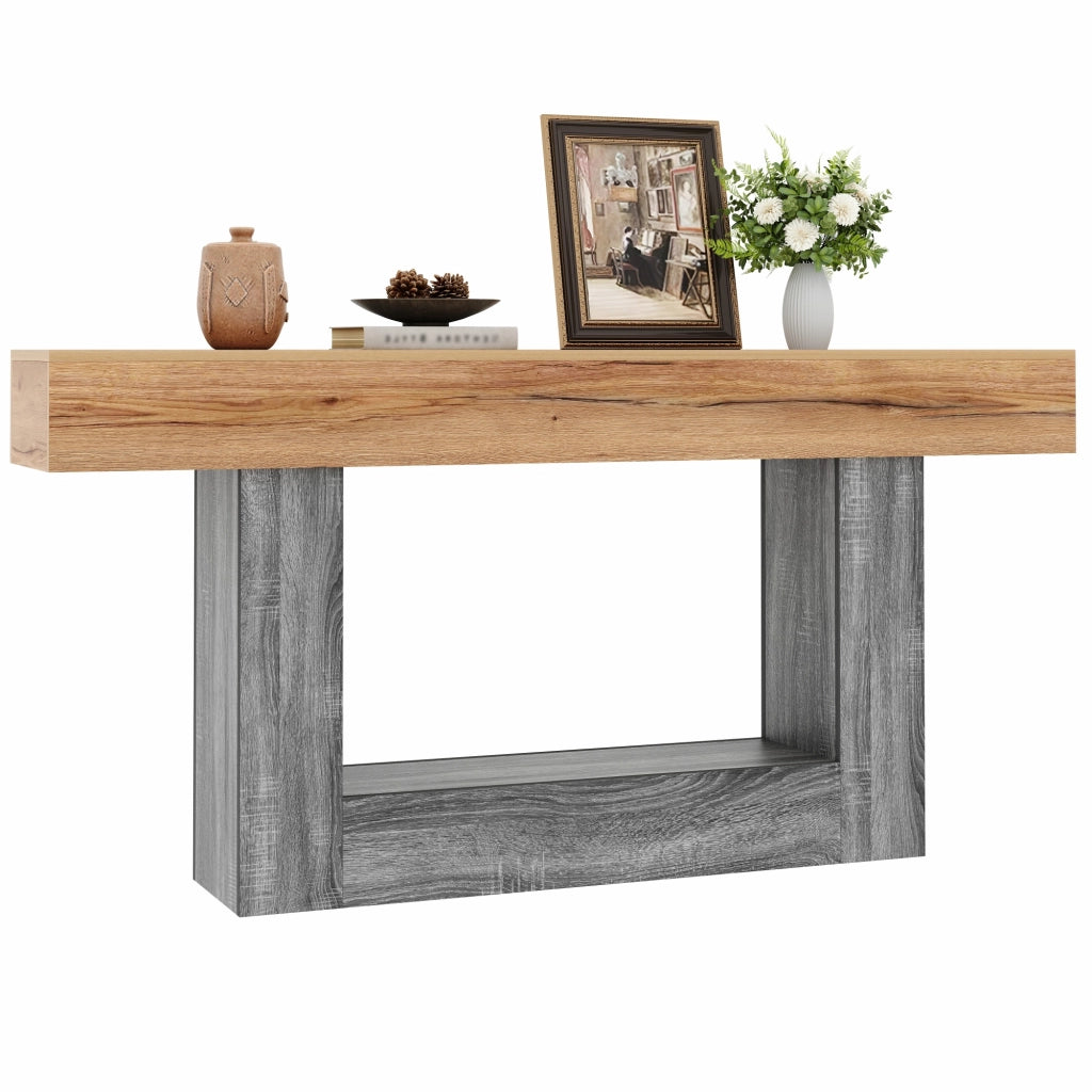 Consolle con piano spesso e vano aperto - per ingresso e soggiorno - in truciolare - 160×30×82.5 cm - naturale