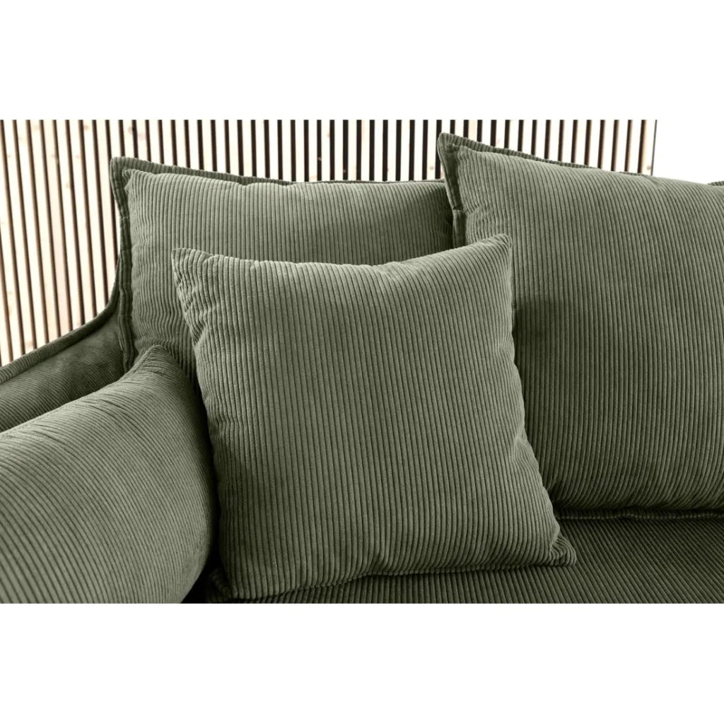 Divano dritto KALIA – Tessuto costolato verde scuro – 3 posti – Stile contemporaneo