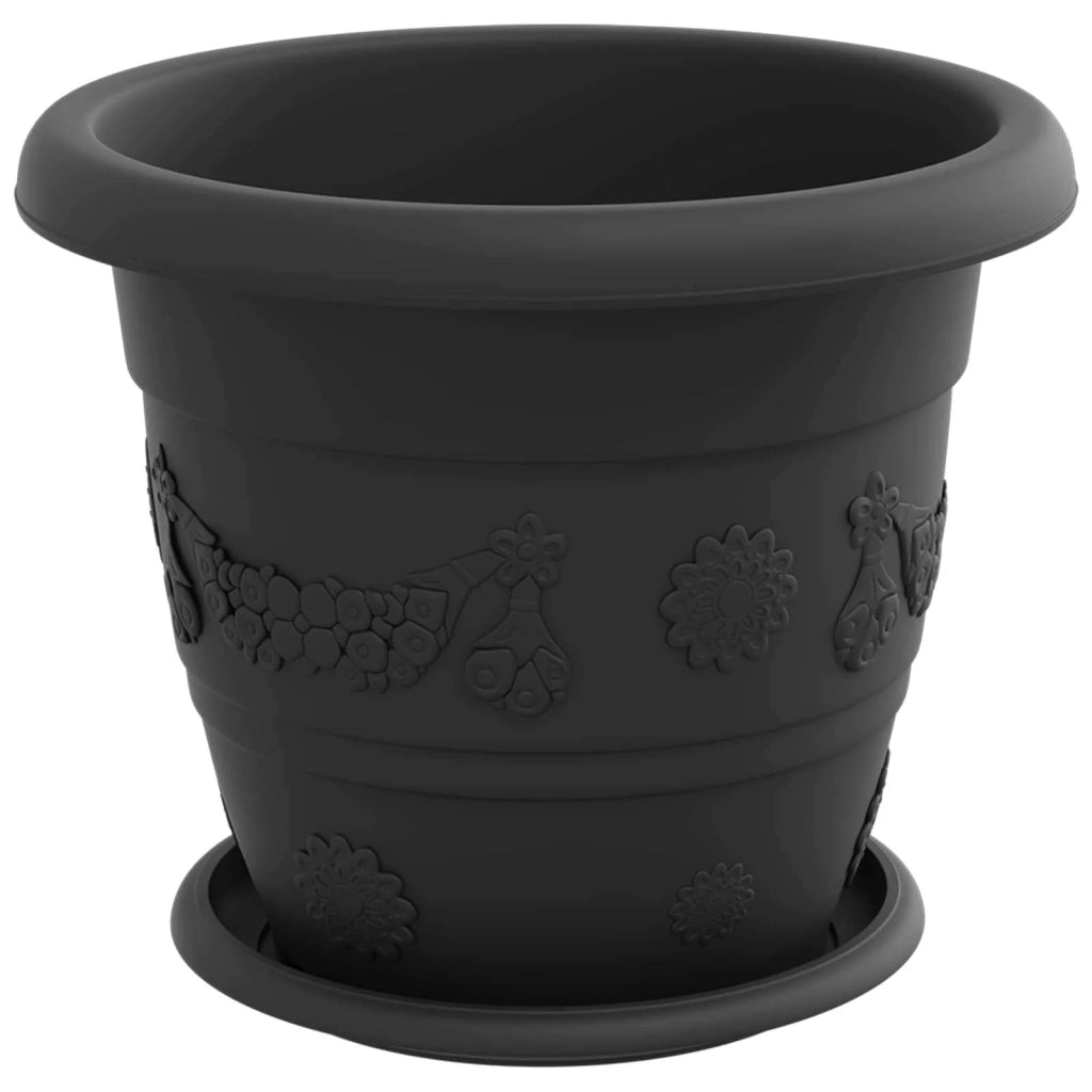 Set di 24 vasi cilindrici moderni per piante 26 x 21,5 cm per la decorazione di interni ed esterni plastica nera 02_0056125