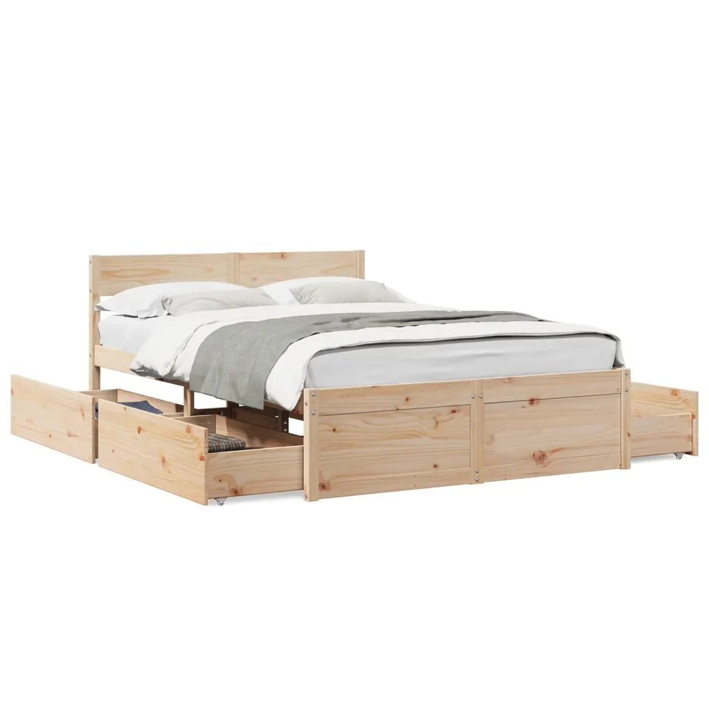 Letto senza Materasso-Struttura Letto 120x190 cm in Legno Massello di Pino 333638
