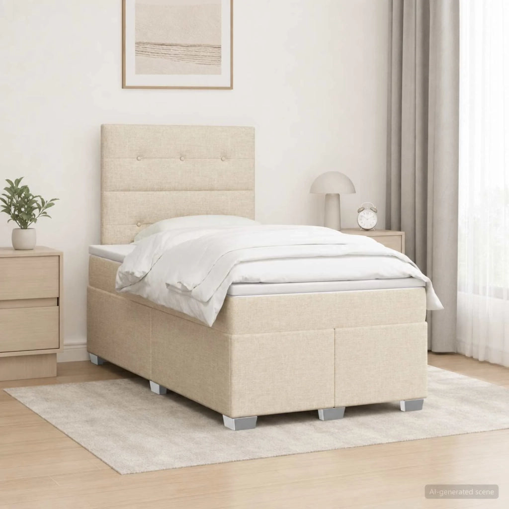 Letto box spring con materasso Crema 120 x 200 cm Tessuto 3454850