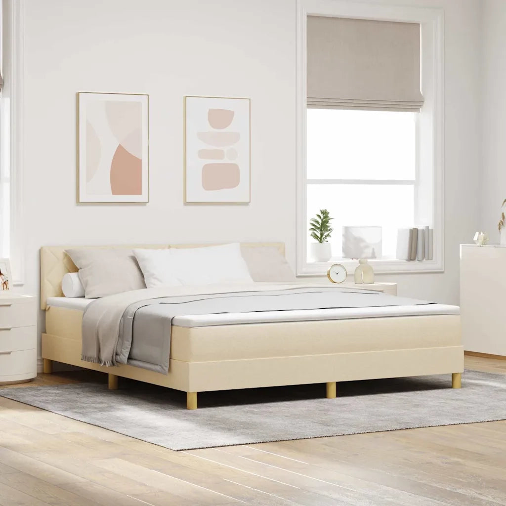 Letto a molle con cuscino Crema 180 x 200 cm Tessuto 3339019