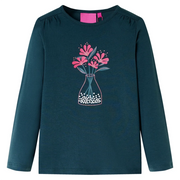 Maglietta da Bambina a Maniche Lunghe Verde Scuro 104cod mxl 84484