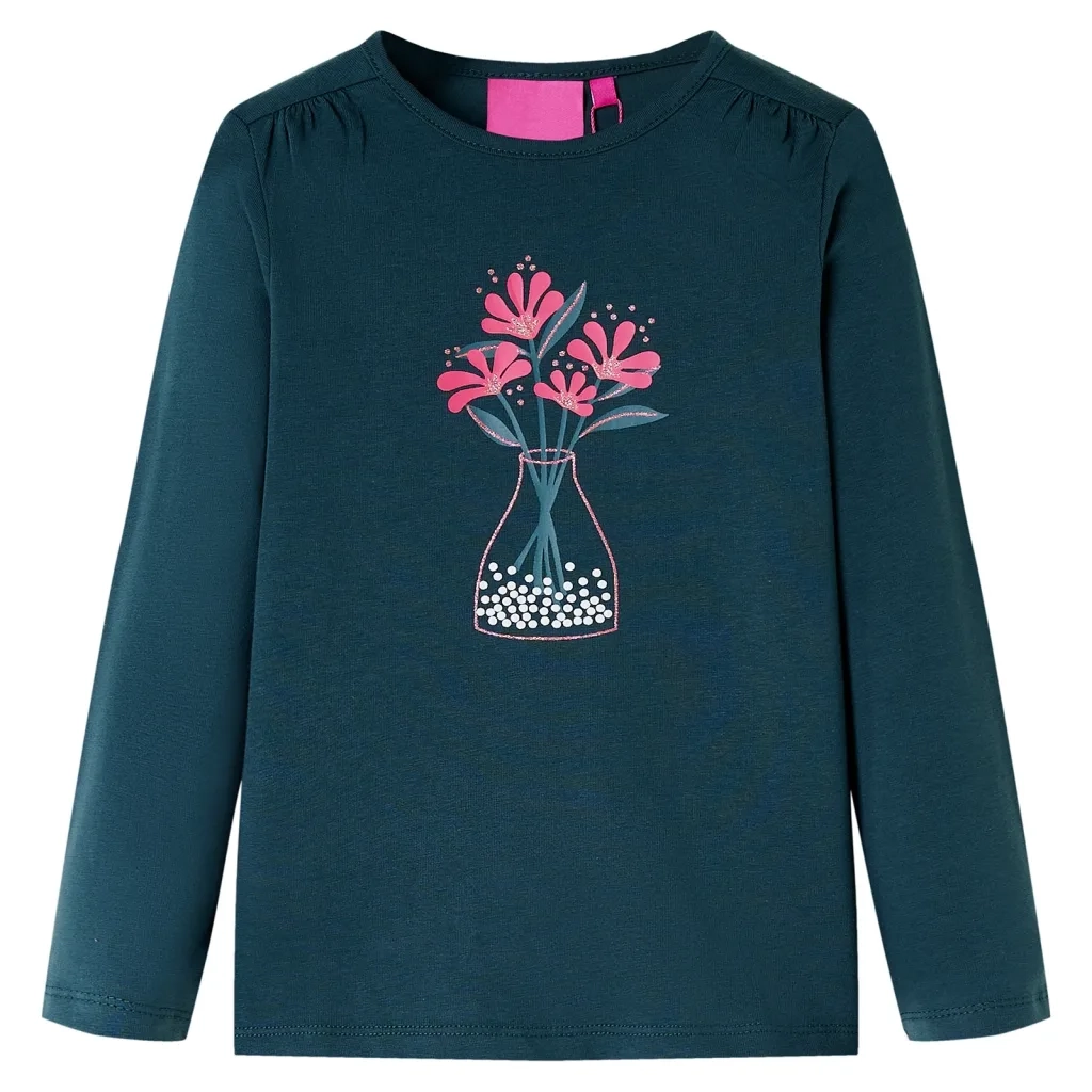 Maglietta da Bambina a Maniche Lunghe Verde Scuro 104cod mxl 84484