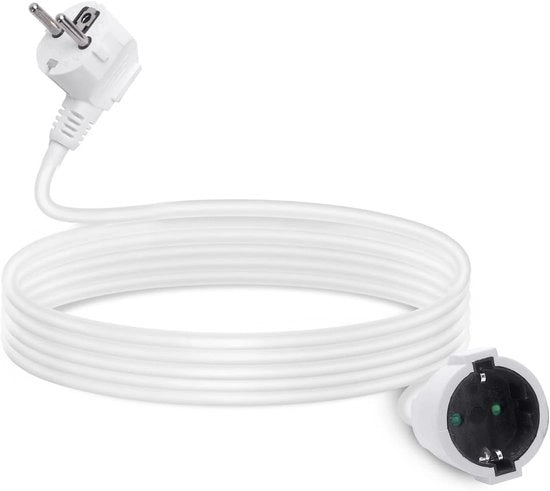 Cavo di estensione 8 metri con sicurezza per bambini - fino a 3680 W - prese 16 A/250 V - contatto 2P + E - H05VV-F 3G15 mm² - bianco