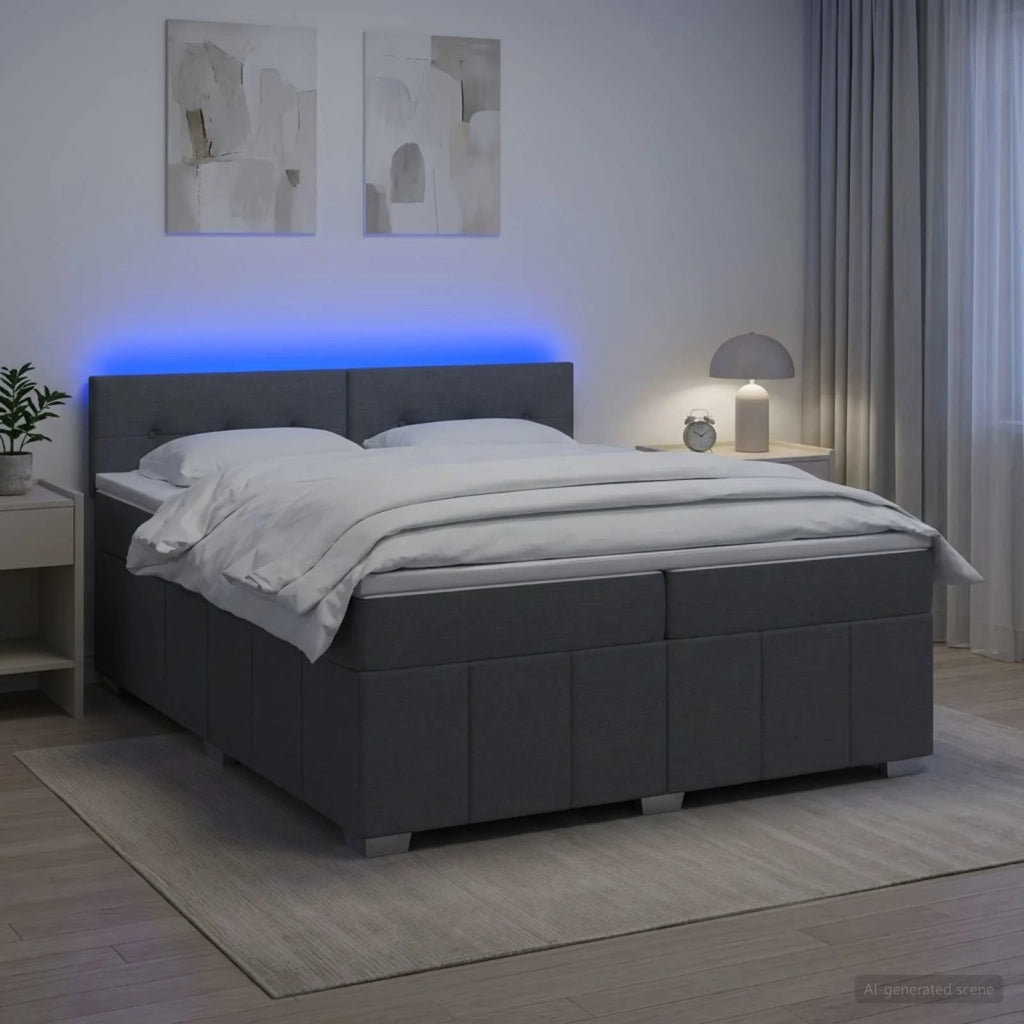 Letto box spring con materasso Grigio Scuro 200 x 200 cm 3452755