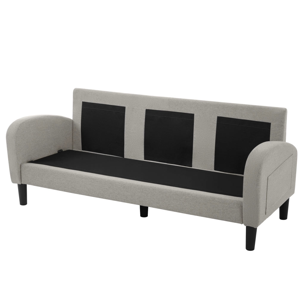 Divano Angolare con Chaise Longue 3 Posti ¨C MINIMAL ¨C Tessuto Cotone-Lino, Gambe in Plastica, 166x118x77