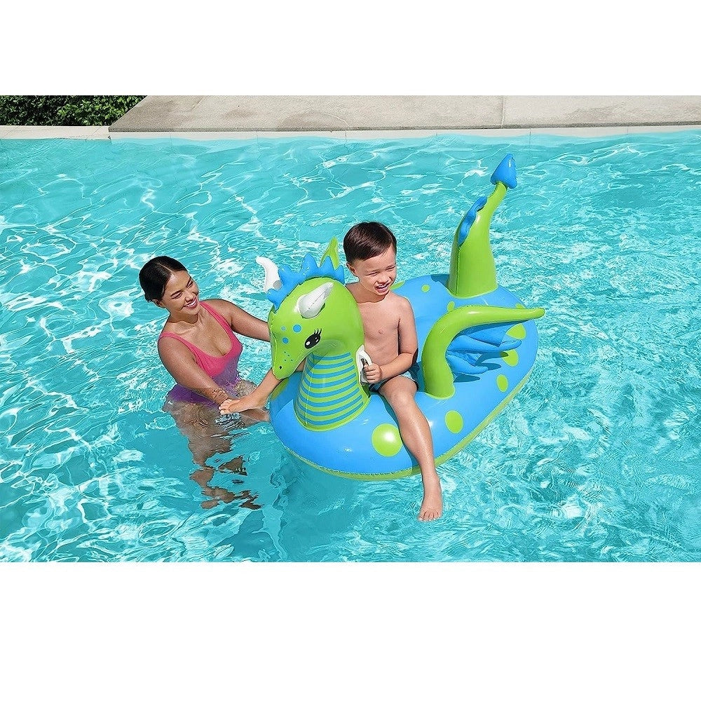 Trade Shop - Cavalcabile Gonfiabile Forma Drago Fantasy Dragon 134x142 Cm Con Maniglie 41476 -