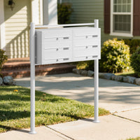 Cassetta postale condominiale autoportante 6 posti, bianco, 2 moduli 945 x 270 x 1200 mm