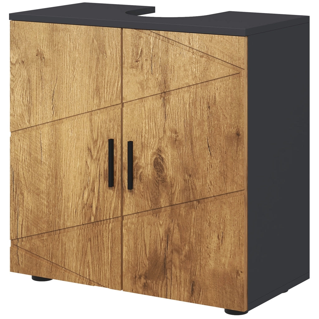 Mobile Bagno 2 Ante con Ripiano ¨C Minimal ¨C Grigio Antracite 60x30x60 cm