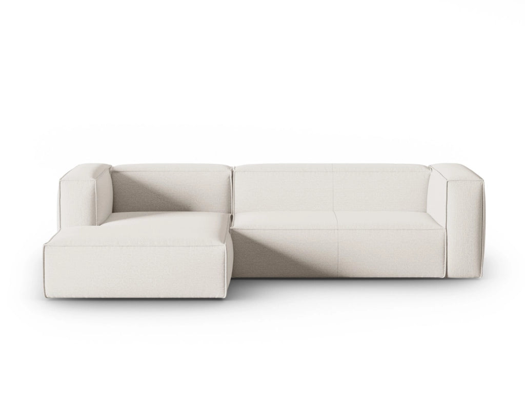Cosmopolitan Design - Divano angolare sinistro "Mackay" 4 posti in velluto strutturato avorio 