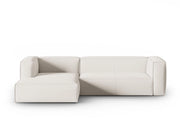Cosmopolitan Design - Divano angolare sinistro "Mackay" 4 posti in velluto strutturato avorio 
