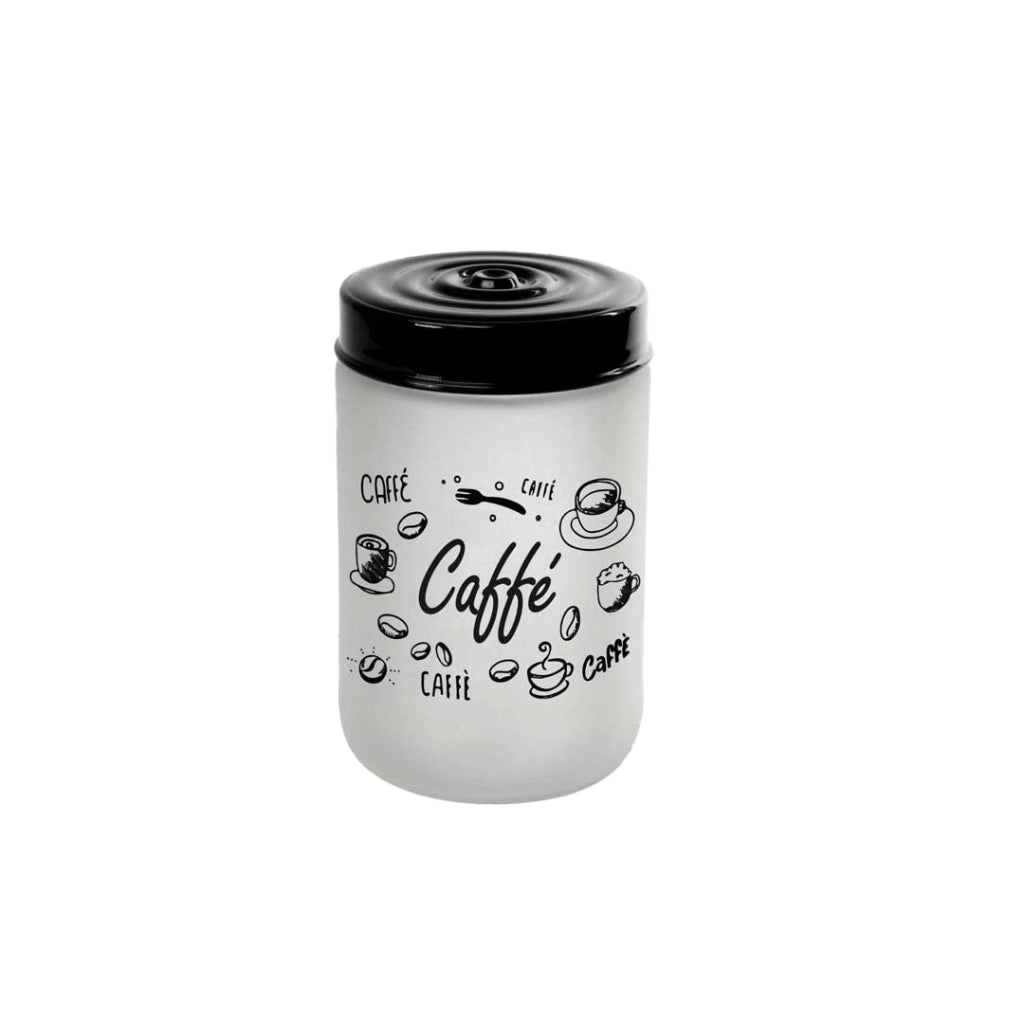 BARATTOLO IN VETRO SATINATO TOP NERO DA 660 ML 15 CM PER CAFFÈ