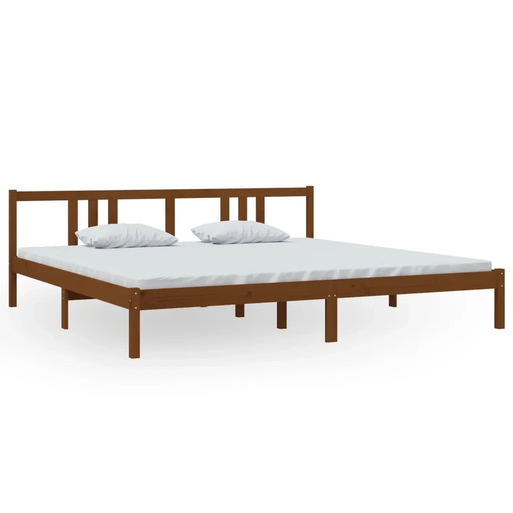 Letto matrimoniale | Letto per adulti | Giroletto senza Materaso Ambra in Legno Massello 200x200 cm