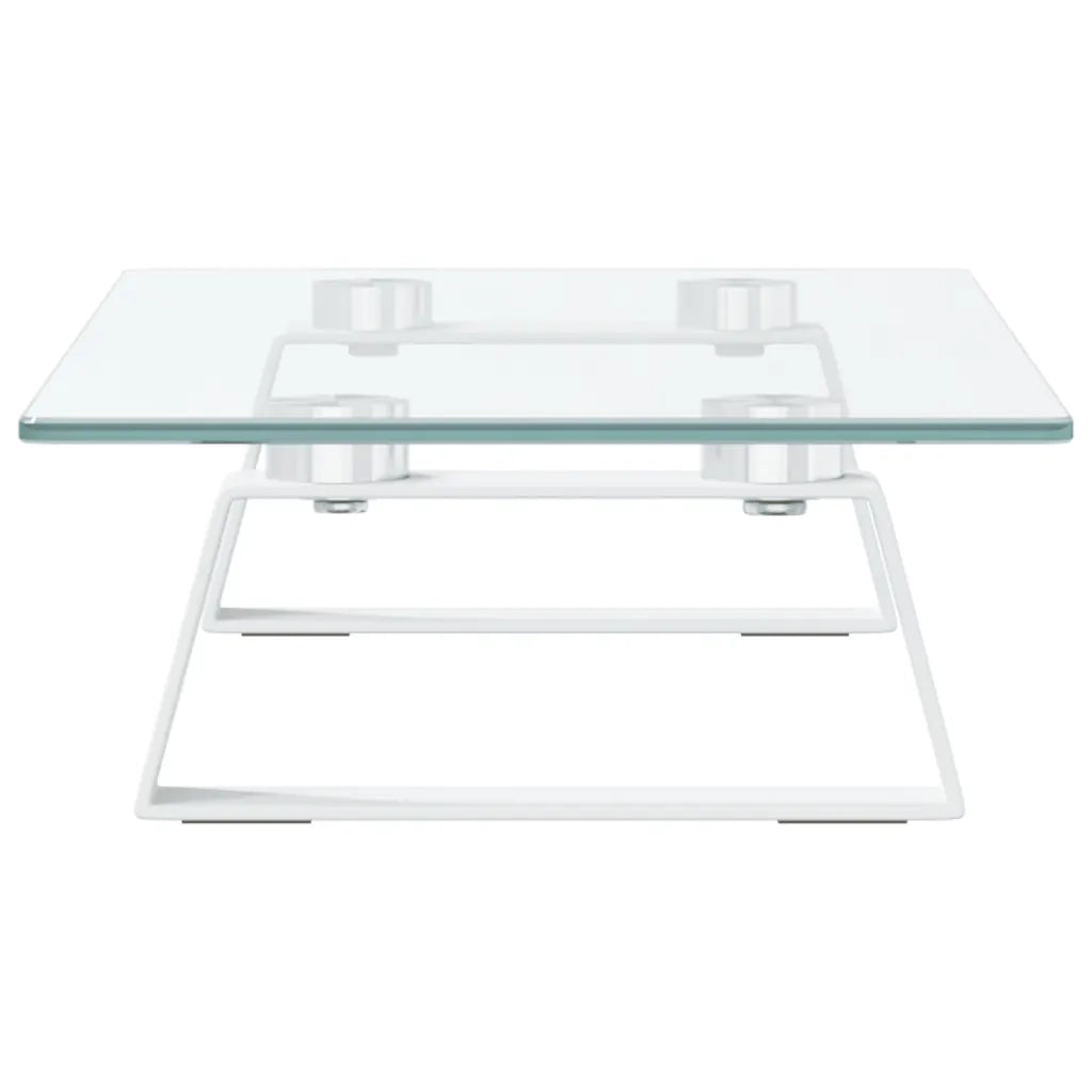 Supporto per Monitor Bianco 40x20x8cm Vetro Temperato e Metallo 374215