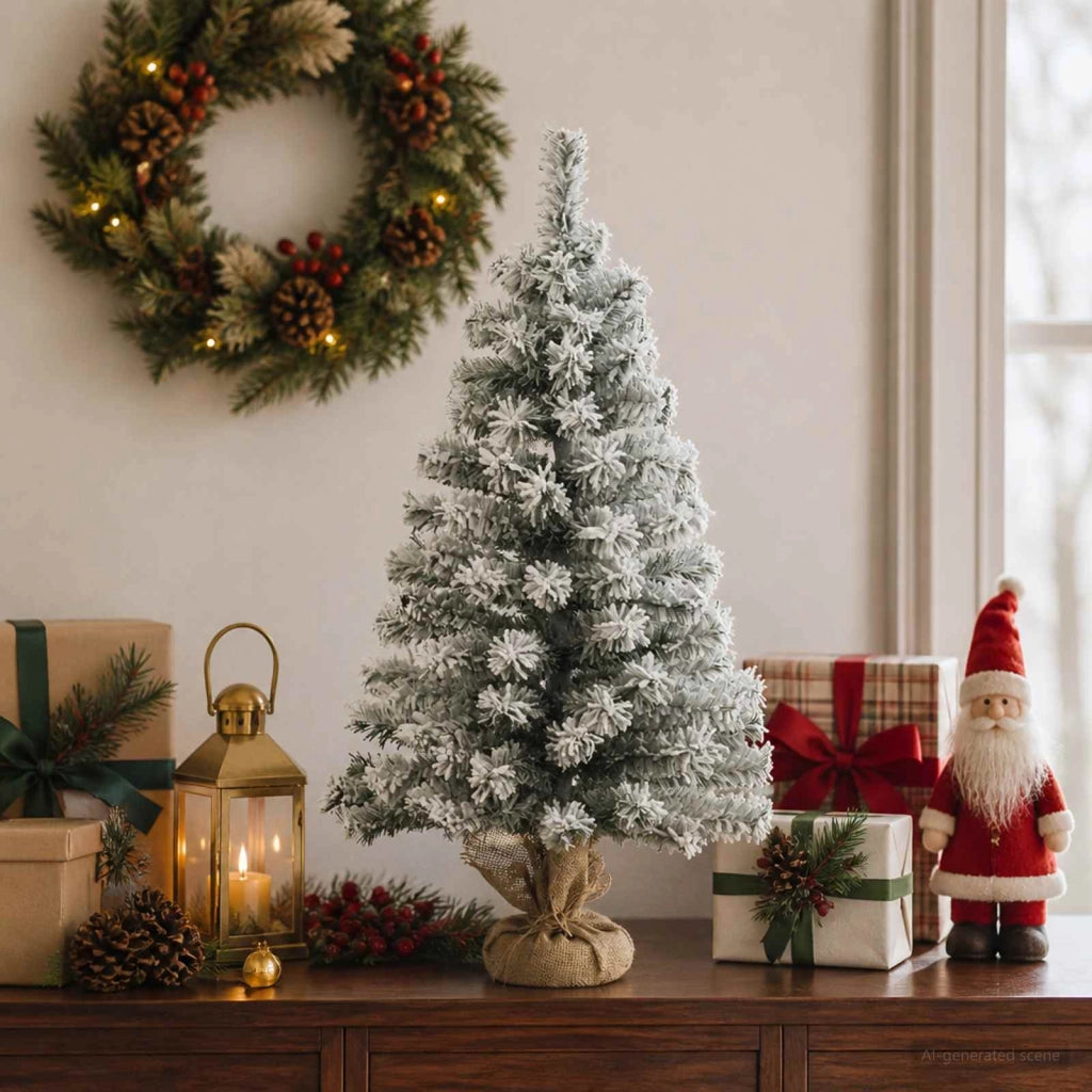 Mini albero di Natale innevato 60 cm PVC Verde e Bianco 42056931
