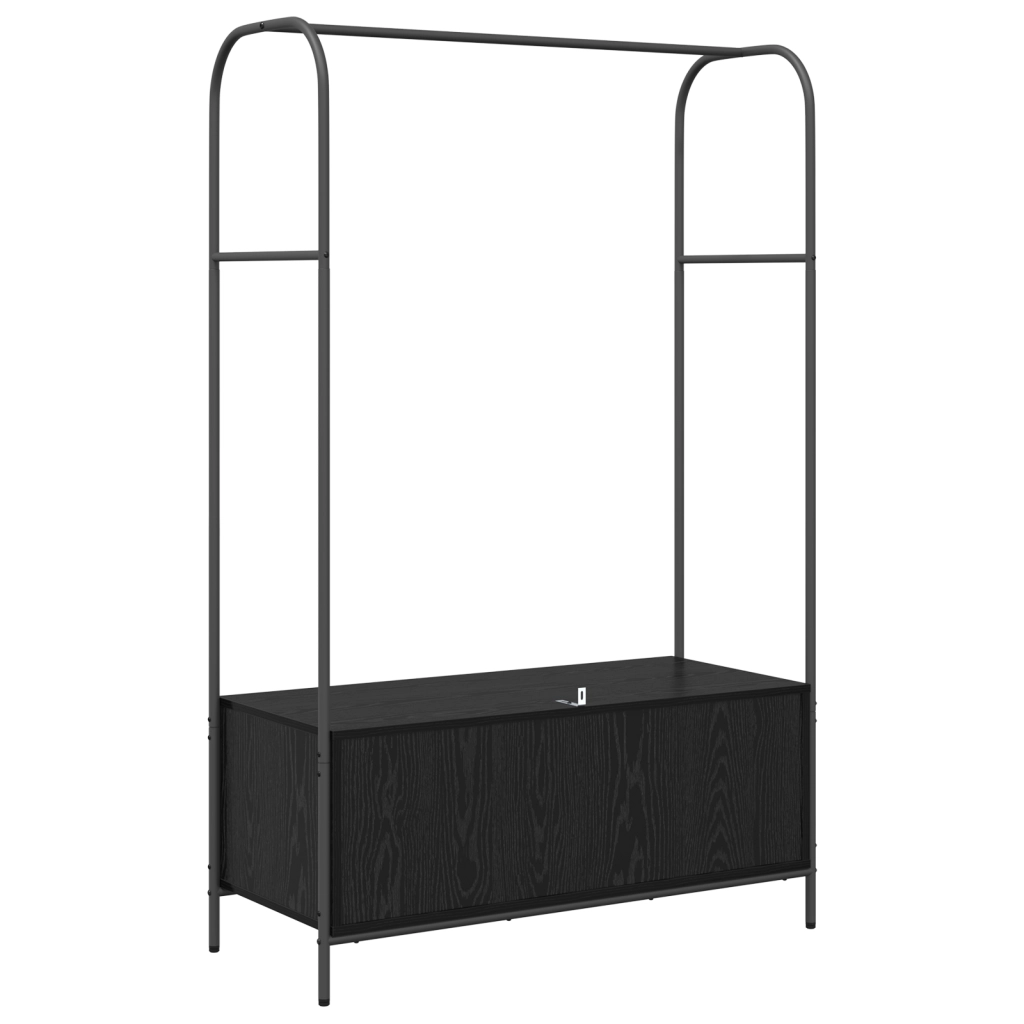 Attaccapanni con mensole Rovere Nero 100x44x160 cm