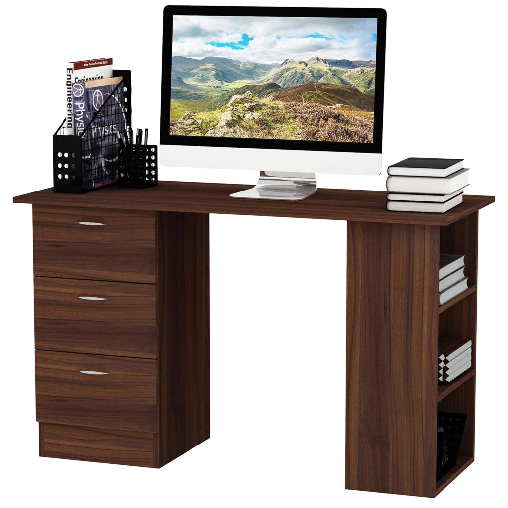 Scrivania con cassetti e ripiani ¨C Minimal ¨C 120x50 cm, noce