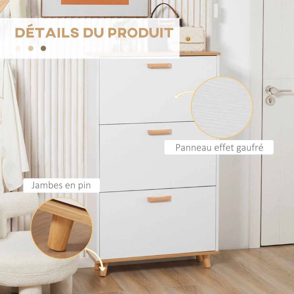 Scarpiera Scandinava 3 Ante ¨C Zephmum ¨C Bianco 70x23.5x122 cm
