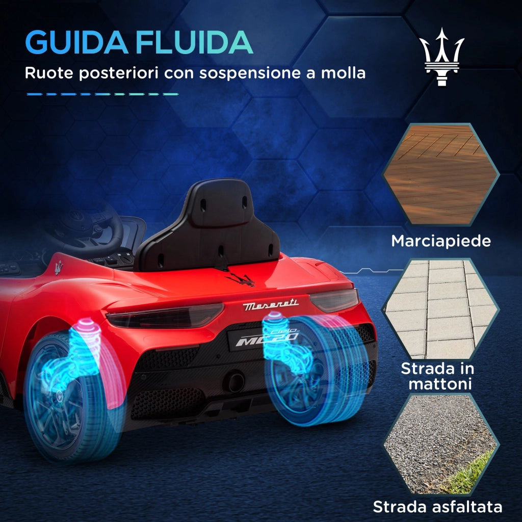 Macchina Elettrica per Bambini Licenza Maserati MC20 Velocità 3-5km/h Rosso