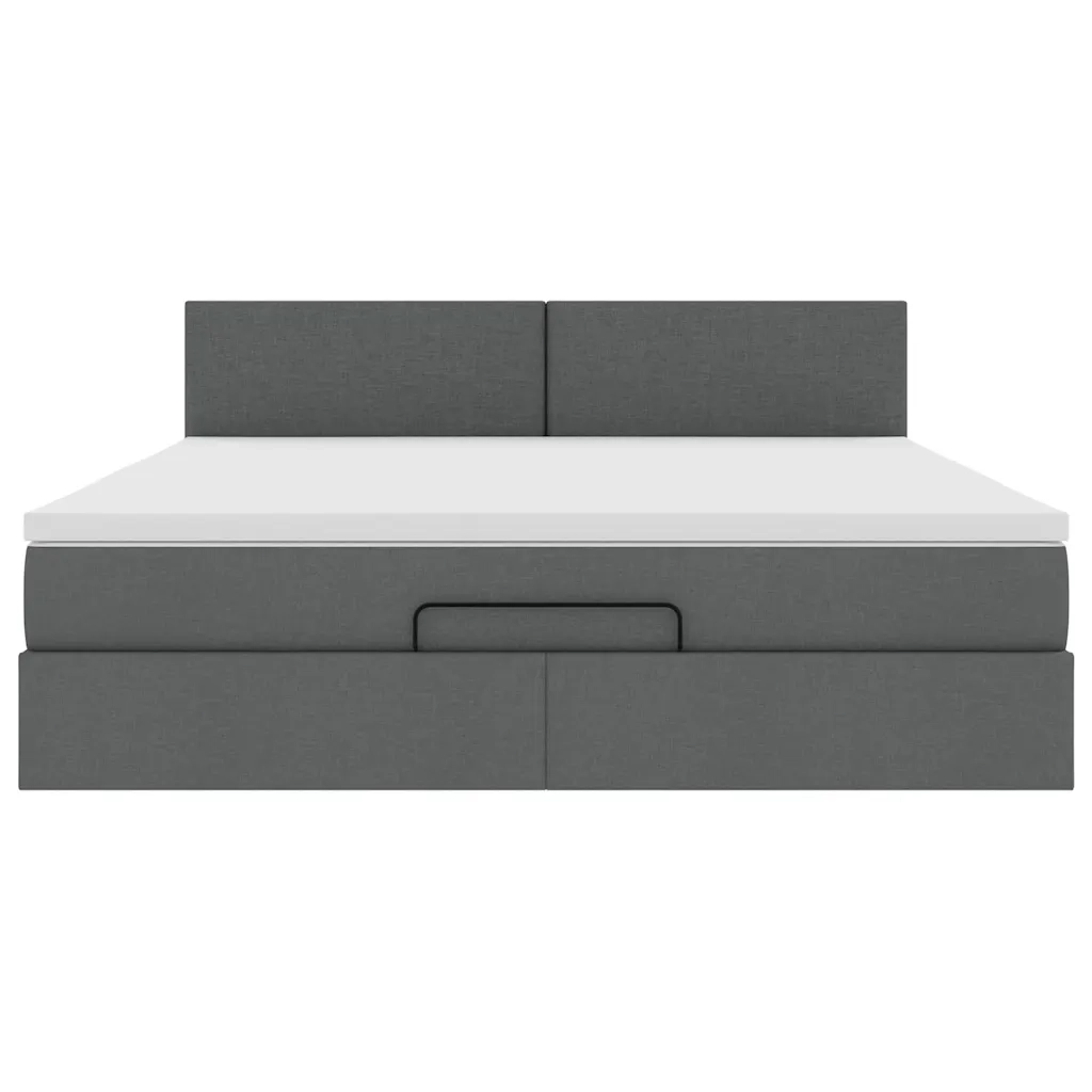 Pouf Letto con Materasso e LED Grigio Scuro 180x200cm Tessuto